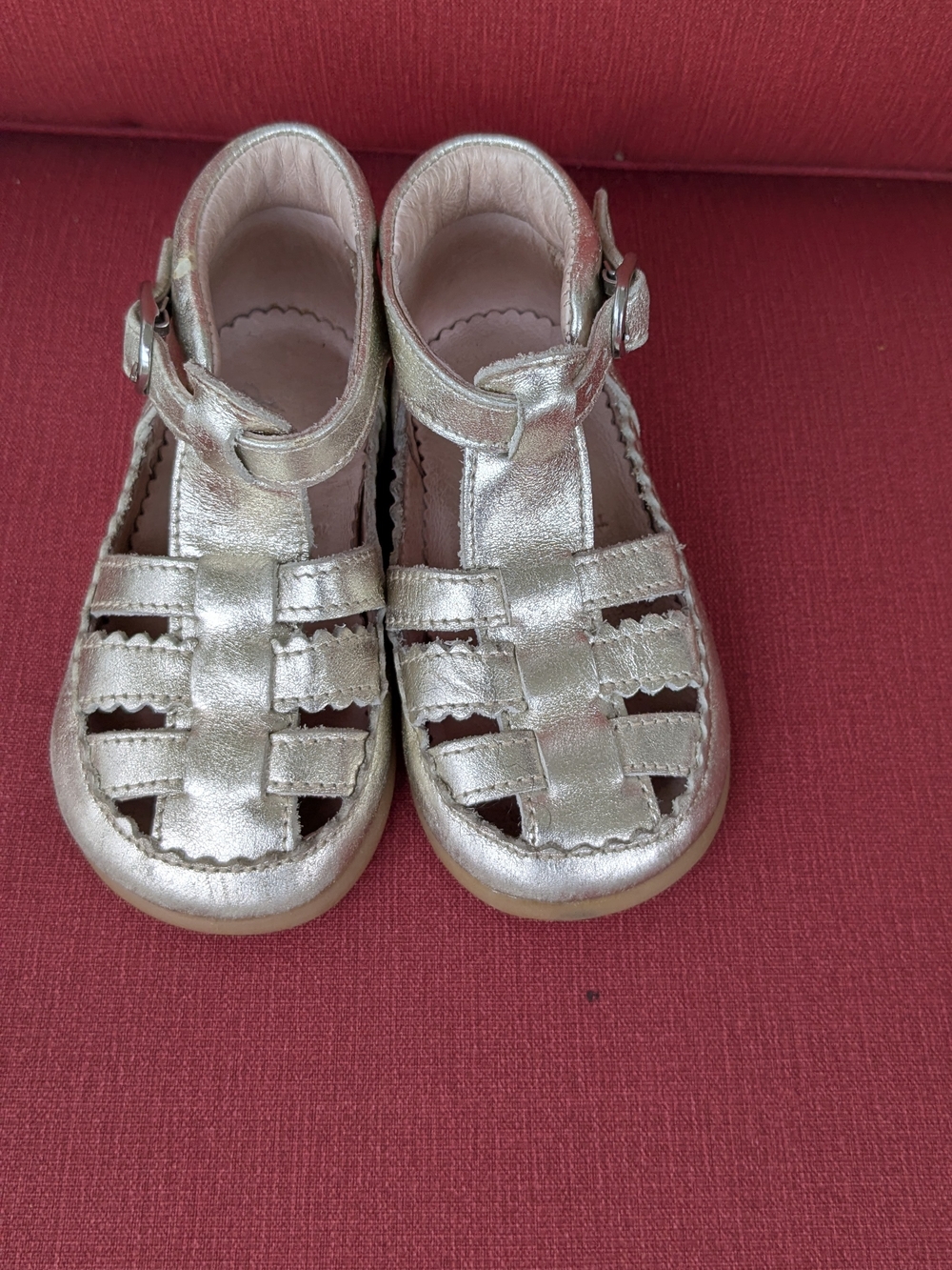Jacadi Metallic Gold Fisherman Sandals with Ankle Strap